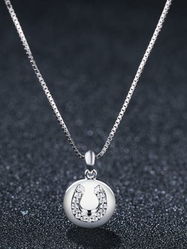925 Sterling Silver With Platinum Plated Cute Round U shape Necklaces