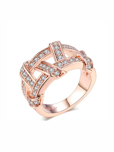 Hollow Creative Women Copper Ring with Zircons