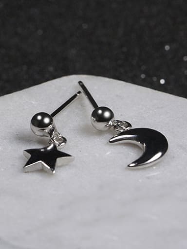 Tiny Moon Star Stud Earrings