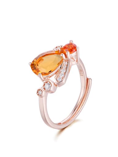 Rose Gold Plated Gemstones Insect Cocktail Ring