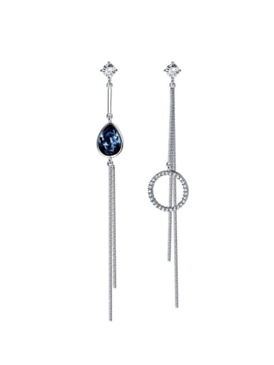 925 Sterling Silver With Crystal Classic Water Drop Long Stream Comb  Earrings