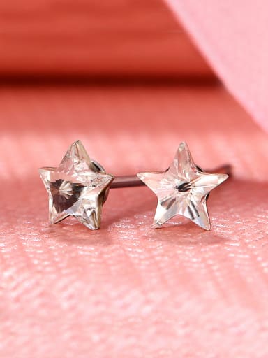 Copper Alloy White Gold Fashion Star Crystal stud Earring