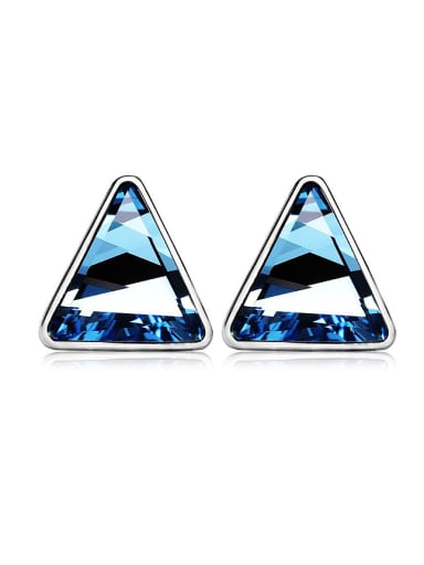 18K White Gold Austria Crystal Triangle Shaped stud Earring