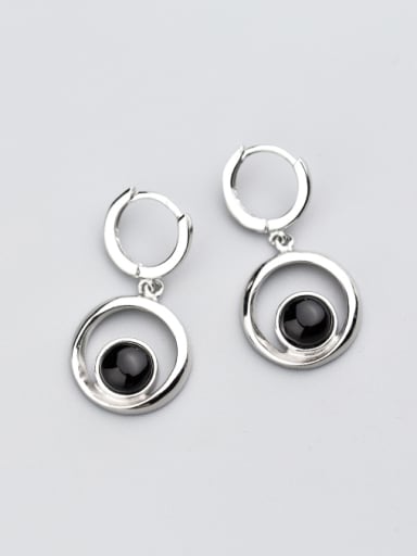 Exquisite Round Shaped Black Glue Clip Earrings