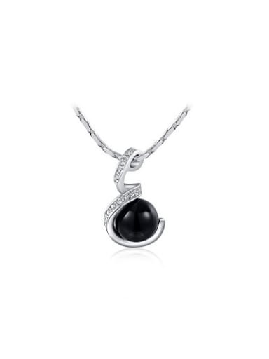 Delicate Black Artificial Pearl Geometric Necklace