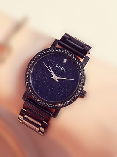 GUOU Brand Simple Black Numberless Watch