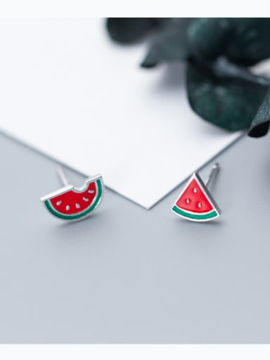 Sterling Silver Mini "sweet summer" fruit watermelon shaped ear studs