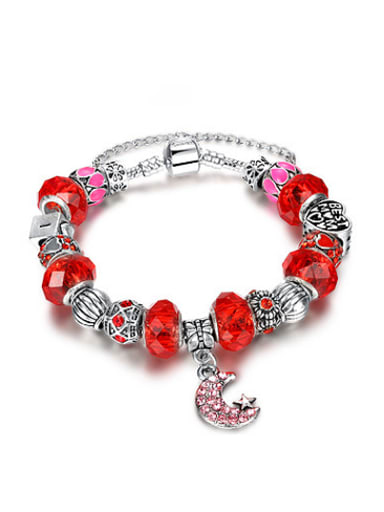 Fashionable Red Moon Shaped Glass Stone Bracelet