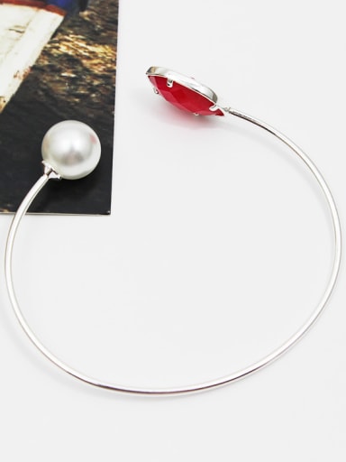 Open Design Artificial Pearl Glass Bangle