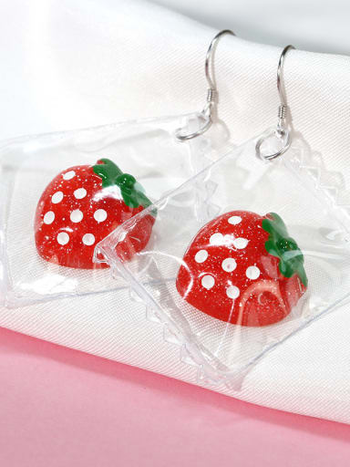 Personalized Red Strawberry 925 Silver Earrings
