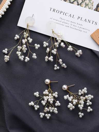 Alloy With Gold Plated  Imitation Pearl Bohemia Flower Earrings