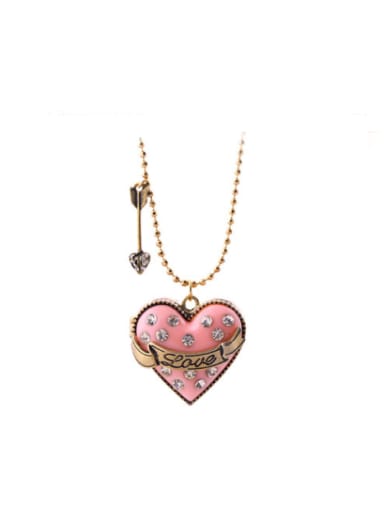 Alloy Gold Plated Heart-Shaped Box Sweater Necklace