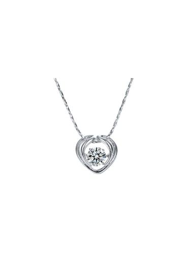 Copper Alloy White Gold Plated Fashion Trendy Heart Zircon Necklace
