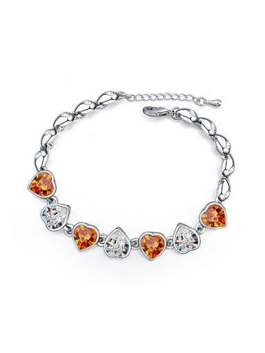 Simple Heart austrian Crystals Alloy Platinum Plated Bracelet