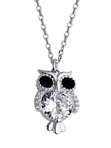 925 Sterling Silver With Cubic Zirconia Cute Animal owl Necklaces