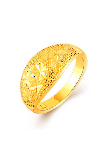 Women Elegant Flower Pattern Gold Plated Ring