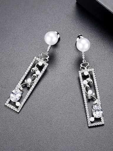 Europe and America fashion long creative AAA zircon pearl new Earrings