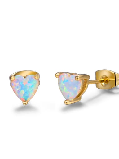 Small Heart Shaped Gold Plated Women Stud Earrings