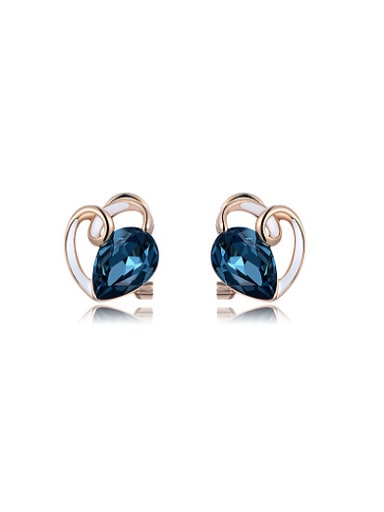 Blue Geometric Shaped Austria Crystal Stud Earrings