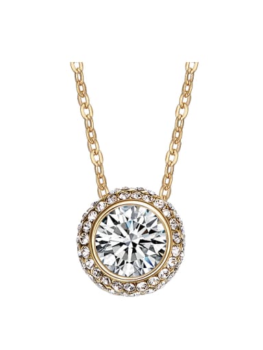 Fashion austrian Crystal Round Gold Plated Necklace