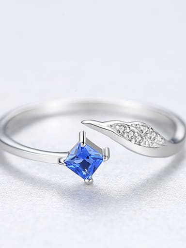 Blue Sterling silver rings with colorful zircon free size rings