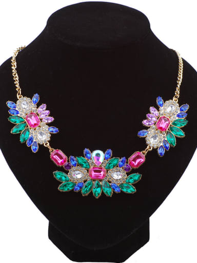 Exaggerated Resin Sticking Flowery Alloy Necklace