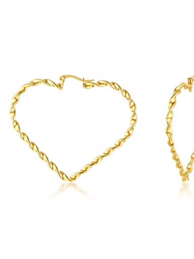 Stainless Steel With IP Gold Plated Fashion Heart Stud Earrings