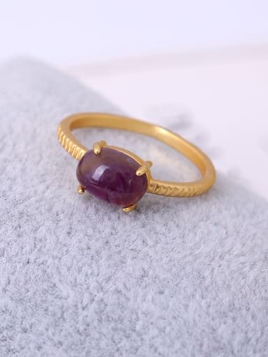 Purple Oval Shaped Natural Stone Ring