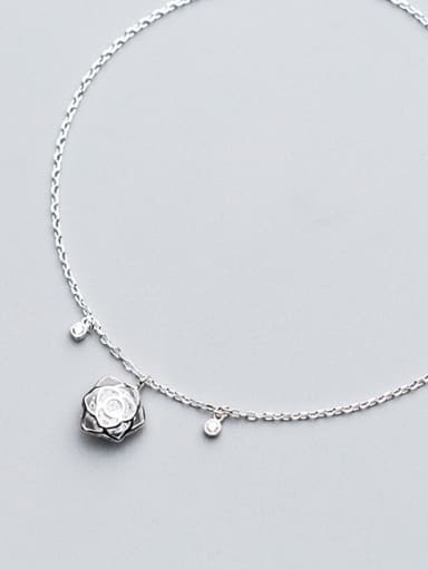 925 Sterling Silver With 18k White Gold Plated Delicate Rose Anklets