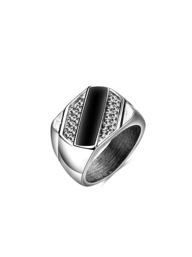 Punk Style Geometric Shaped Titanium Enamel Ring