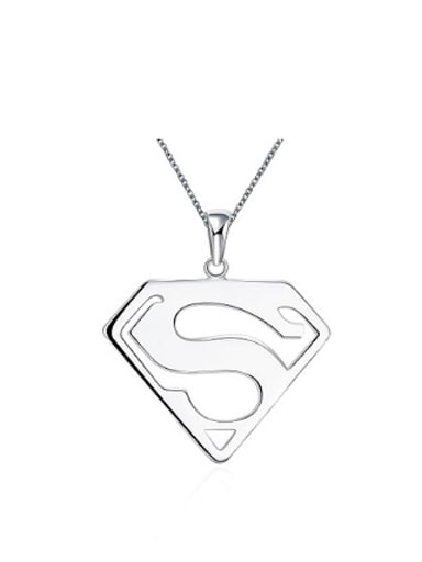 Personalized Superman Pendant Platinum Plated Necklace
