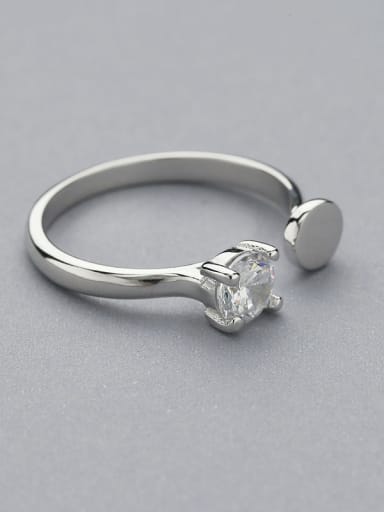 Simple Cubic Zircon Tiny Round 925 Silver Opening Ring