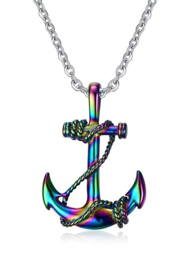 Multi Color Anchor Shaped Stainless Steel Pendant