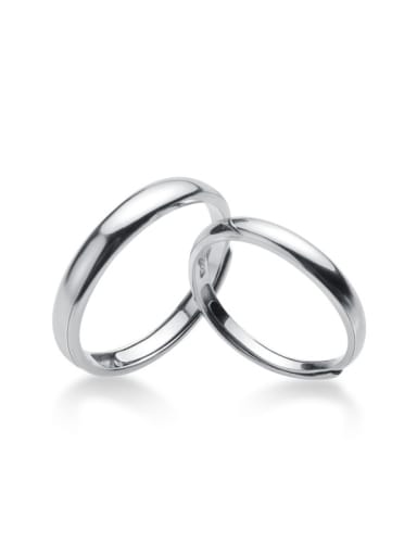 925 Sterling Silver With Platinum Plated Simplistic Round 1314 Free Size  Rings