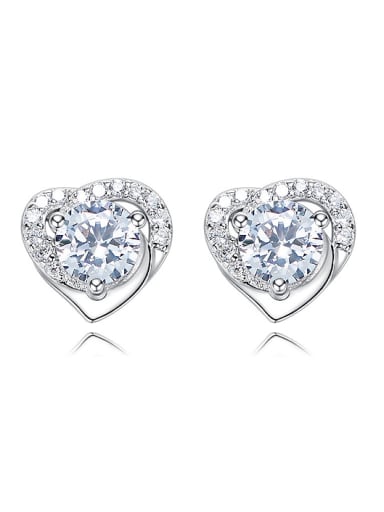 Shiny Little Heart Zirconias 925 Silver Stud Earrings