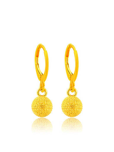 All-match Gold Plated Round Shaped Copper Drop Earrings