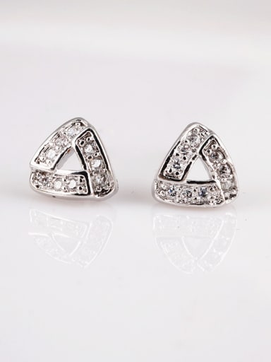 Fat Triangle CZ stud Earring, Fashion All-match Plating Nickel Free Thick Platinum Anti allergy