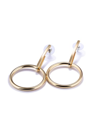 Simple Hollow Round Gold Plated Stud Earrings