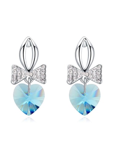 Fashion Little Bowknot Heart austrian Crystal Alloy Stud Earrings