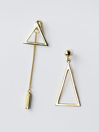 Exquisite Gold Plated Triangle Shaped Asymmetric Drop Earrings