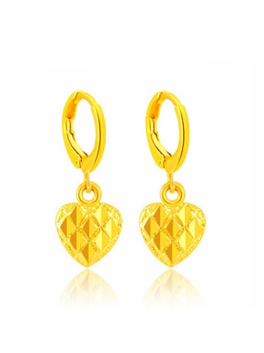 Luxury 24K Gold Plated Heart Shaped Copper Drop Earrings