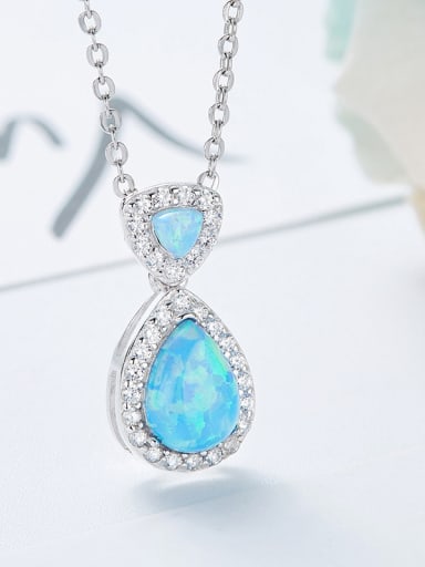 Fashion Cubic Zirconias Opal stone Water Drop 925 Silver Pendant