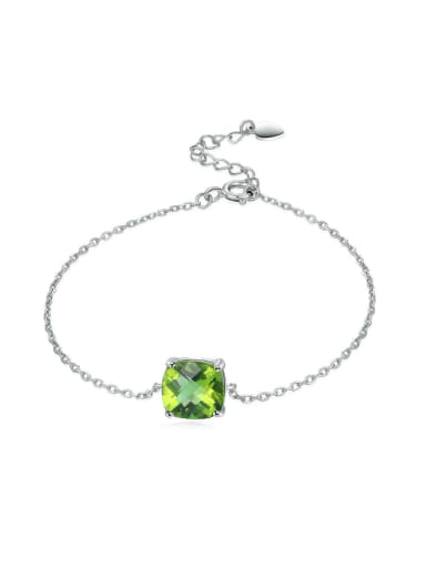 Square Natural Stones Simple Style Bracelet with Platinum Plated