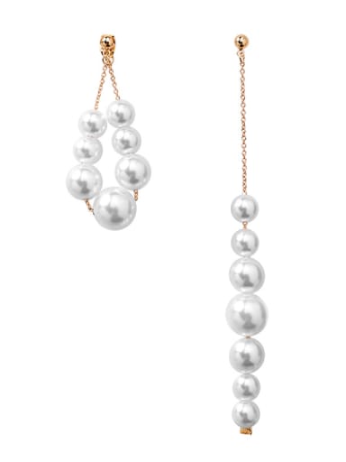 Alloy With Rose Gold Plated Simplistic Asymmetry  Artificial Pearl Drop Earrings