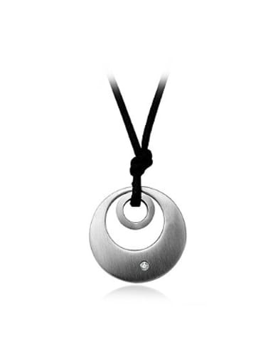 Artificial Leather Round Shaped Titanium Necklace