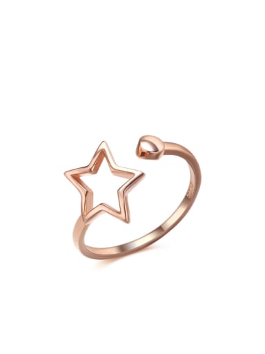 Hollow Star S925 Silver Simple Opening Ring