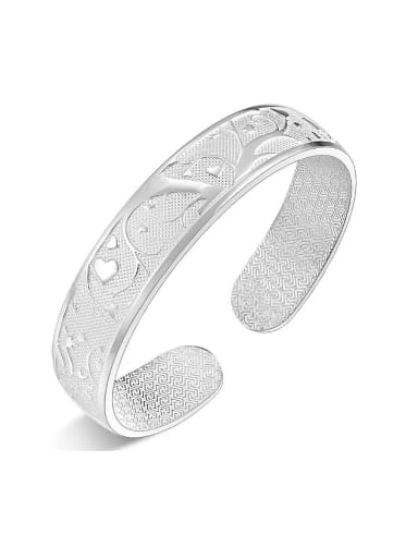 Bohemia style Little Heart-etched 999 Silver Opening Bangle
