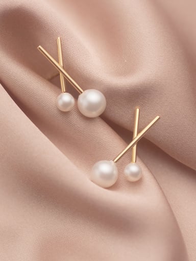 925 Sterling Silver With Gold Plated Simplistic Round Stud Earrings
