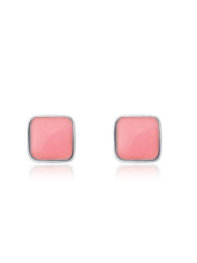 Square Color Glue Simple Stud Earrings