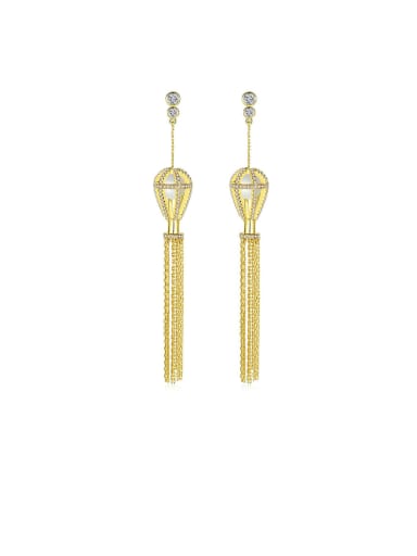 Copper With Gold Plated Trendy Chain Tassels  Earrings